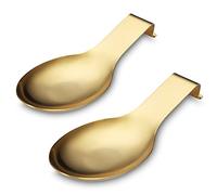 Poggia Cucchiaio Oro Opaco, Porta Cucchiaio In Acciaio Inossidabile Per Piano Cottura, Porta Utensili Da Cucina Per Mestoli, Pinze, Spatola, Lavabile In Lavastoviglie (2PC-9.5 Pollici)