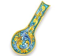 Poggia mestolo in ceramica Caltagirone, h 26 cm ca. decoro barocco