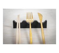 Poggia Posate Serving, supporto per posate universale in plexiglass dimensioni 12x1,2 h 3 cm accoglie 3 posate colore nero nero