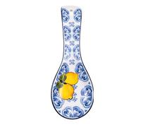 Poggiamestolo in ceramica con limoni e maioliche - SF154 (Bordo Blu)