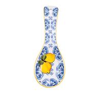 Poggiamestolo in ceramica con limoni e maioliche - SF154 (Bordo Giallo)
