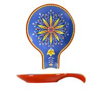 Poggiamestolo in ceramica dipinta a mano, supporto per utensili da cucina per piano cottura, grande supporto per cucchiaio da cucina, poggia cucchiaio (red happy, 1pcs)