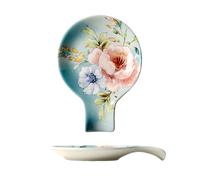 Poggiamestolo in ceramica dipinta a mano, supporto per utensili da cucina per piano cottura, grande supporto per cucchiaio da cucina, poggia cucchiaio (Rose flower, 1pcs)
