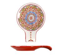 Poggiamestolo in ceramica dipinta a mano, supporto per utensili da cucina per piano cottura, grande supporto per cucchiaio da cucina, poggia cucchiaio (red flower, 1pcs)