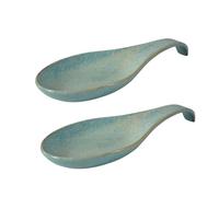 Poggiamestolo in ceramica per piano cottura, realizzato a mano, per bancone della cucina, per poggia cucchiaio, spatola, cucchiai o pinze, lavabile in lavastoviglie (green, 2pcs)