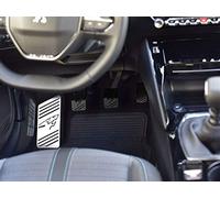 Poggiapiede In Acciaio per Peugeot.2008 II & 208 II con l'emblema del leone - 1 Pezzo Accessori Pedana Poggapiedi 208 Sportiva Inox Metallo Spazzolato Interni Decorazioni Tuning