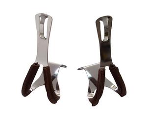 Poggiapiedi cromato per pedale da bicicletta con rinforzo in pelle marrone