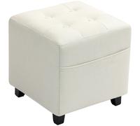 Poggiapiedi da soggiorno imbottito in lino Homcom con tasca laterale