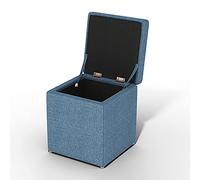 Poggiapiedi di stoccaggio quadrato ottomana, sedile in tessuto con coperchio rimovibile, panca a vagone in legno massello, design dell'aspetto, adatto per un ambiente di decorazione in stile