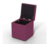 Poggiapiedi di stoccaggio quadrato ottomano, sedile in tessuto con coperchio rimovibile, panca a vagone in legno massello, design dell'aspetto, adatto per un ambiente di decorazione in stile