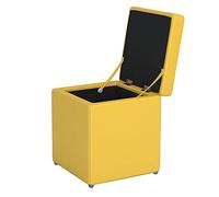 Poggiapiedi di stoccaggio quadrato ottomano, sedile in tessuto con coperchio rimovibile, panca a vagone in legno massello, design dell'aspetto, adatto per un ambiente di decorazione in stile