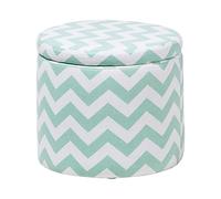 Poggiapiedi e Sgabello Contenitore Rotondo a Zig Zag Verde Menta e Bianco
