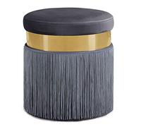 Poggiapiedi imbottito con anello in acciaio inox, design moderno, pratico sgabello da divano, 40 x 40 x 44 cm