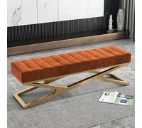 Poggiapiedi imbottito, panca multifunzione con struttura in metallo a forma di X, comoda panca imbottita per sala da pranzo moderna, ingresso, soggiorno, camera da letto