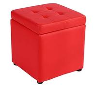 Poggiapiedi in finta pelle, pouf con cerniera superiore, organizer per pouf, sedile singolo, blu, 30 x 30 x 35 cm