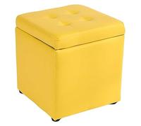 Poggiapiedi in finta pelle, pouf con cerniera superiore, organizer per pouf, sedile singolo, blu, 30 x 30 x 35 cm