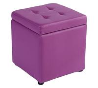 Poggiapiedi in finta pelle, pouf con cerniera superiore, organizer per pouf, sedile singolo, blu, 30 x 30 x 35 cm