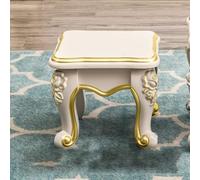 Poggiapiedi,poggiapiedi Arredamento Europeo Poggiapiedi Divano Tavolino da caffè Cambio Scarpa Sgabello,ottomano in Legno Massello, con 4 Gambe in Legno Intagliato, Golden, Small