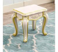 Poggiapiedi,poggiapiedi Arredamento Europeo Poggiapiedi Divano Tavolino da caffè Cambio Scarpa Sgabello,ottomano in Legno Massello, con 4 Gambe in Legno Intagliato, Gold,Golden, Medium