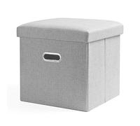 Poggiapiedi, poggiapiedi ottomano pieghevole in tessuto di lino, ottomana imbottita, ottomana imbottita, piccola scatola per giocattoli per soggiorno camera da letto, beige, 31 x 31 x 31 cm (arancione