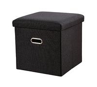 Poggiapiedi, poggiapiedi ottomano pieghevole in tessuto di lino, ottomana imbottita, ottomana imbottita, piccola scatola per giocattoli per soggiorno camera da letto, beige, 31 x 31 x 31 cm (arancione