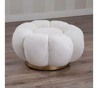 Poggiapiedi Pouf in Tessuto Teddy con Base in Metallo Dorato - Stile Scandinavo
