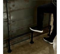 Poggiapiedi Regolabile in Ferro Nero Opaco per Isola Cucina e bancone Bar, Lunghezza da 90 cm a 3 Metri, con staffe a Muro e Tappi terminali, Tubo Tondo Resistente per Uso Interno/Esterno (1