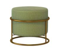 Poggiapiedi rotondo morbido trapuntato poggiapiedi per casa, soggiorno, camera da letto o ufficio, moderno pouf in lino imbottito per cambiare le scarpe, colore lino matcha
