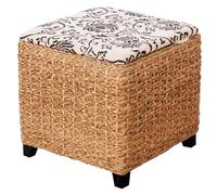 Poggiapiedi rustico in rattan, pouf pieghevole con coperchio, 38 x 38 x 38 cm, nessun montaggio richiesto, perfetto per soggiorno, camera da letto, arredamento versatile per la casa