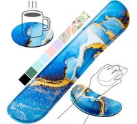 Poggiapolsi ergonomico in memory foam con gel setoso Gimars Upgrade per tastiera e mouse, 3 pezzi, per alleviare il dolore alla digitazione, pogg