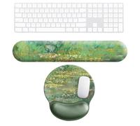 Poggiapolsi per tastiera | Artistic Lily Tappetino ergonomico per mouse con | Supporto per tastiera e mouse con disegno di ninfea dipinta a olio, poggiapolsi in schiuma con base antiscivolo che aiuta a
