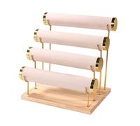 POGHYD Espositore porta braccialetti a 4 livelli, organizer for gioielli, espositore for braccialetti con elastico for capelli, for la decorazione di armadietti, beige