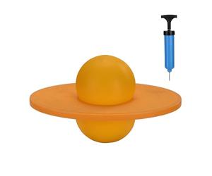 Pogo Ball Relaxdays per bambini, max 100 kg, giocattolo da esterno, palla con base, equilibrio, 25x39x28 cm, giallo