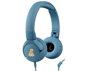 POGS The Elephant 2 - Cuffie con filo, regolabili, resistenti, per bambini dai 3 anni in su, limitato a 85 dB, microfono, funzione di condivisione musica, cavo audio sicuro da 3,5 mm (1 m) (rBlue)