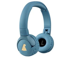 POGS The Gecko 2 - Cuffie wireless Bluetooth per bambini, pieghevoli, durevoli, per bambini dai 3 anni in su, volume limitato 85 dB, microfono, funzione di condivisione musica wireless (rBlue)