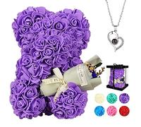 POHOMEGK Regali di San Valentino per Lei,Regali per Donne Orso on Rose,Compleanno Orso Fiore Rosa per Fidanzata,Regali di San Valentino per Donna,Regali d'Amore romantici Carini (Viola)