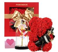 POHOMEGK Regalo da donna con orso rosa per San Valentino, regali di compleanno per lei, set regalo con orso rosa e rosa eterna