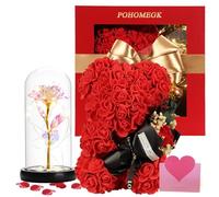 POHOMEGK Regalo di San Valentino Donna Orso Rosa accompagnato da una Lanterna colorata. Una deliziosa sorpresa per il tuo dulcineo, accompagnata da un biglietto di auguri e da una confezione raffinata