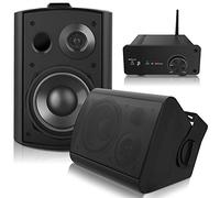 pohopa Altoparlanti da esterno da 5,25 pollici con ricevitore amplificatore stereo Bluetooth, durata per tutte le stagioni, ampia copertura del suono, sistema di montaggio Speed-Lock (nero)