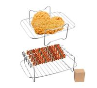 POHOVE Griglia ad aria calda, per cassetto Nin-ja Flex AF500EU 10.4L, in acciaio inox Airfryer con 4 spiedini, per Nin-ja Foodi Flexlade Dual Zone AF500EU AF500EUCP compatibile con Cecotec Dual