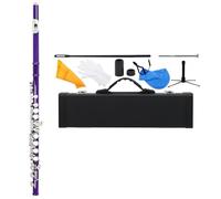 POHTYIT Flauto Flauto 16 Fori Chiusi nella Chiave del Flauto da Concerto in Do Trasversale con La Chiave dello Strumento A Fiato Professionale in Mi(Purple)