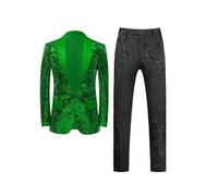 Pohullan Abito da uomo con paillettes, per matrimoni, balli, feste, palcoscenico, esibizioni, blazer e pantaloni, 22, L