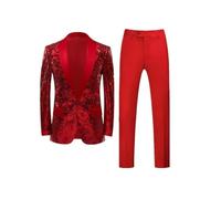 Pohullan Abito da uomo con paillettes, per matrimoni, balli, feste, palcoscenico, esibizioni, blazer e pantaloni, A, L