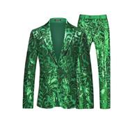 Pohullan Giacca da uomo slim fit con paillettes, colorata, per feste, matrimoni, balli studenteschi, spettacoli, EN8, M