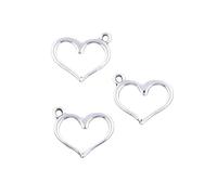 POIAFTETMA 30 ciondoli a forma di cuore cavo, 15 x 15 mm, color argento anticato, per realizzare gioielli fai da te perfetti come regalo per occasioni speciali