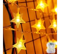 POIFL Luci Led a batteria, Catena luminosa a stelle Lunga 6M, 40 Stella LED, 8 Modalità, Luce Bianca Calda, Impermeabile IP65,per Ambienti Interni ed Esterni Come,Feste Giardini,Matrimoni