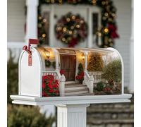 Poinsettia Coperture magnetiche per cassetta delle lettere, decorazione per cassetta delle lettere di Natale, per albero di Natale, veranda anteriore, rosso, decorazione da cortile, 45,7 x 53,7 cm