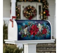 Poinsettia Coperture magnetiche per cassetta postale, pigne natalizie con agrifoglio rosso, protezione per la decorazione del portico anteriore, 45,7 x 53,7 cm