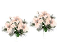 Poinsettia - Set di 2 stelle di Natale artificiali, con rami di abete, 45 cm, stella d'avvento artificiale, stella di Natale, bouquet di Natale X'Mas, decorazione natalizia, fiori decorativi,