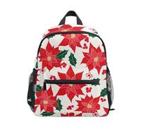 Poinsettias Holly Leaves Zaino per bambini per ragazzi e ragazze, piccola borsa da viaggio per libri con etichetta per nome, zaini per bambini, Poinsettias Foglie di agrifoglio, 3-5 Years, Zaini